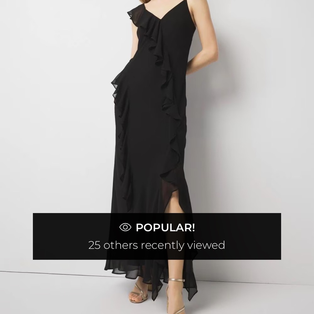 White House Black Market Black Ruffle-Trim Maxi Dress